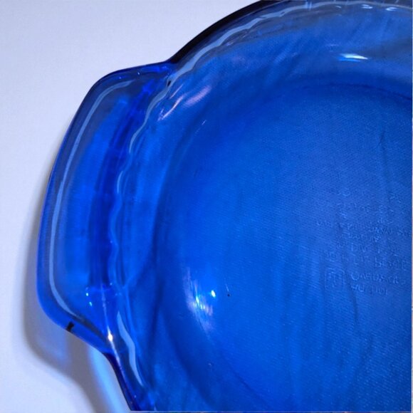 Anchor Hocking Deep Pie Plate 9″ Cobalt Blue Ovenware #1075 Vintage USA - Picture 3 of 5